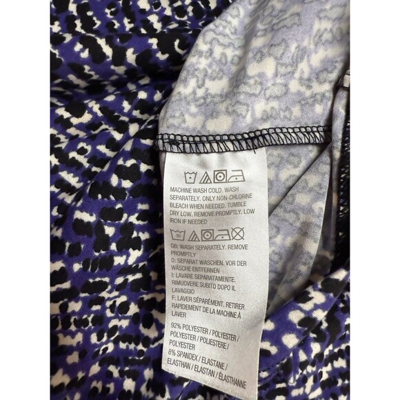 Susan Graver XL Top Blue Black Brushed Liquid Knit Mock Turtleneck Long Sleeve - Picture 8 of 9